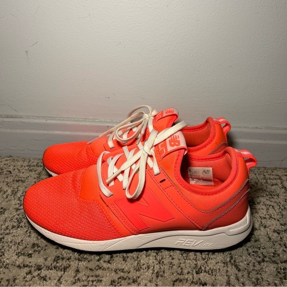 New Balance 247 Bright Orange Lace-Up Sneakers Size 7
